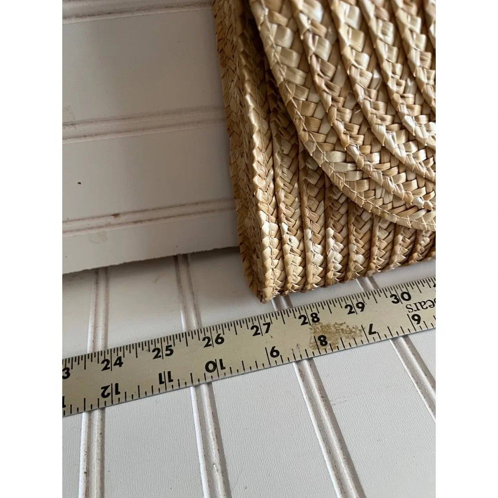 EWC Woven Straw Clutch Handbag Tan Raffia Summer Beach Boho Envelope Bag